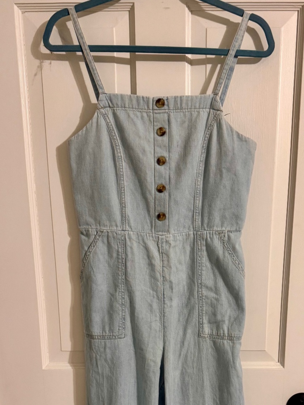 Old Navy Light Wash Denim Wide Leg Romper Jumpsuit I Size Small